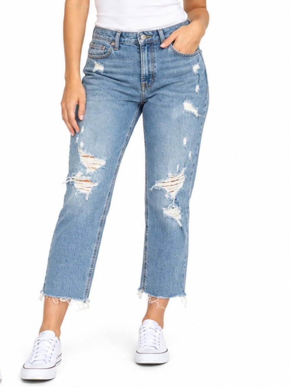 Old Navy Rockstar Super Skinny Distressed Jeans Size 22 Light Wash Raw Hem